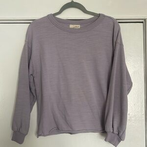 Bell sleeve crewneck terrycloth purple sweatshirt